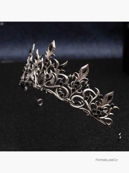 Gothic Royal Crystal Tiara Crown Dark Queen Rhinestone Headpiece Baroque main image 5